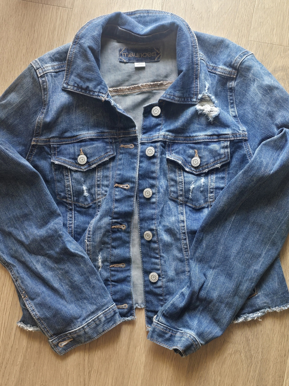 Maurices Distressed Blue Denim Jacket